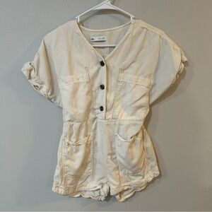 Zara Cream Button-Up Kids Romper